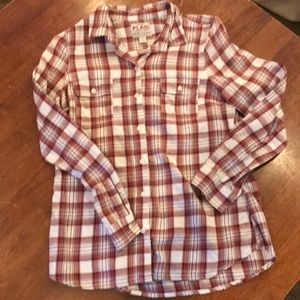 Old Navy Plaid red and pink button up flannel